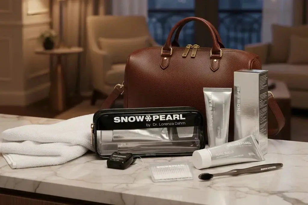 Zahnpflege für unterwegs mit SNOW PEARL Travel Kit auf Reisen