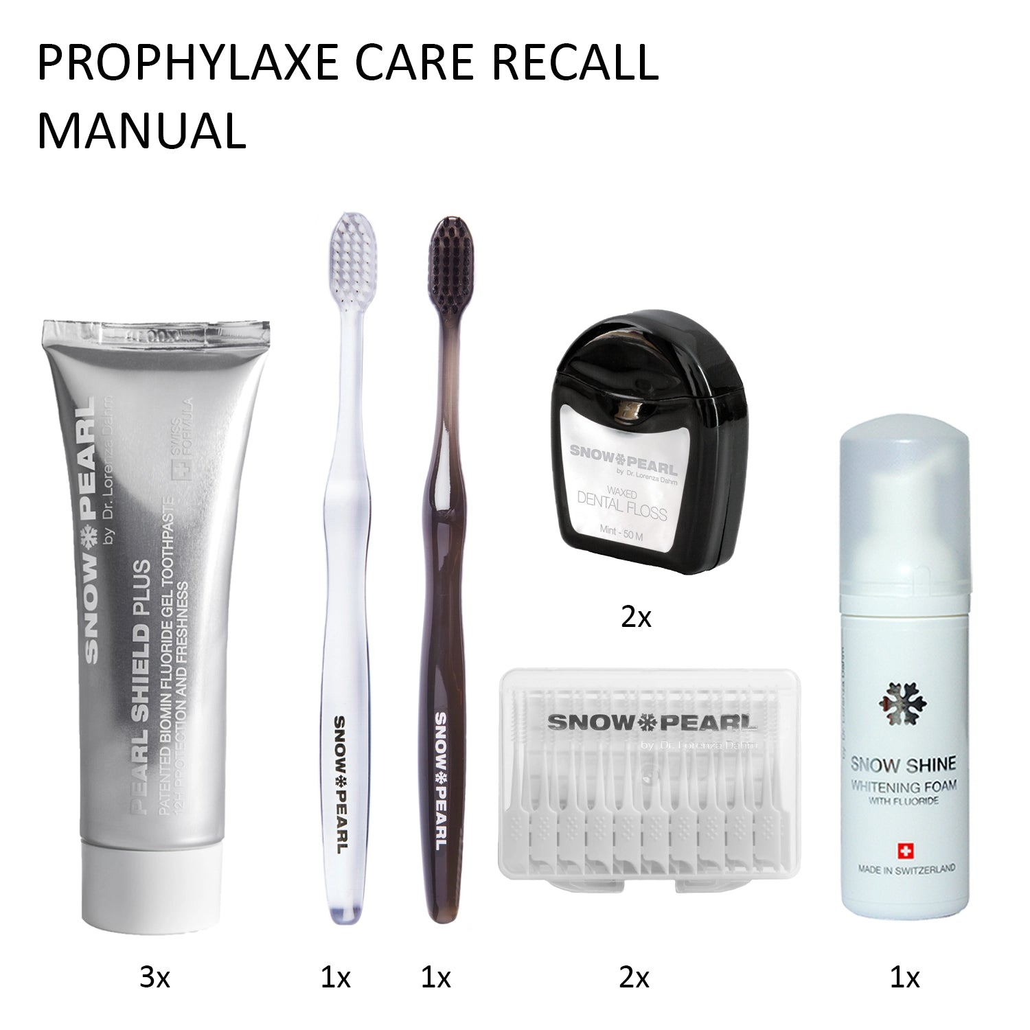 Snow Pearl PROPHYLAXE CARE RECALL – MANUAL Set für professionelle Mundhygiene und tägliche Zahnpflege