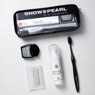 Zahnpflege Travel Kit in Schwarz mit Snow Shine Whitening Foam für unterwegs