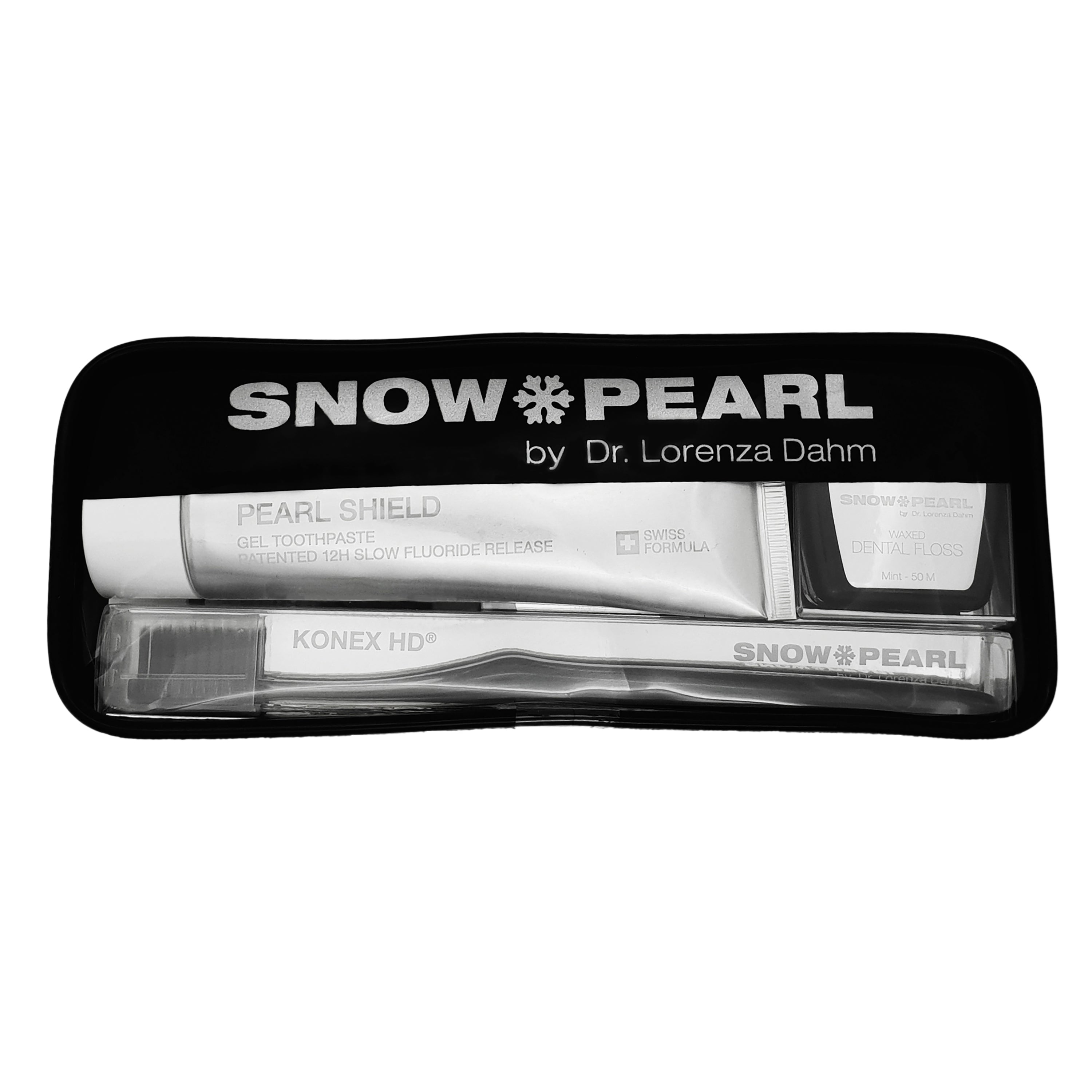Travel Kit mit PEARL SHIELD PLUS Gel Zahnpasta 75ml - Schwarz - Snow Pearl GmbH