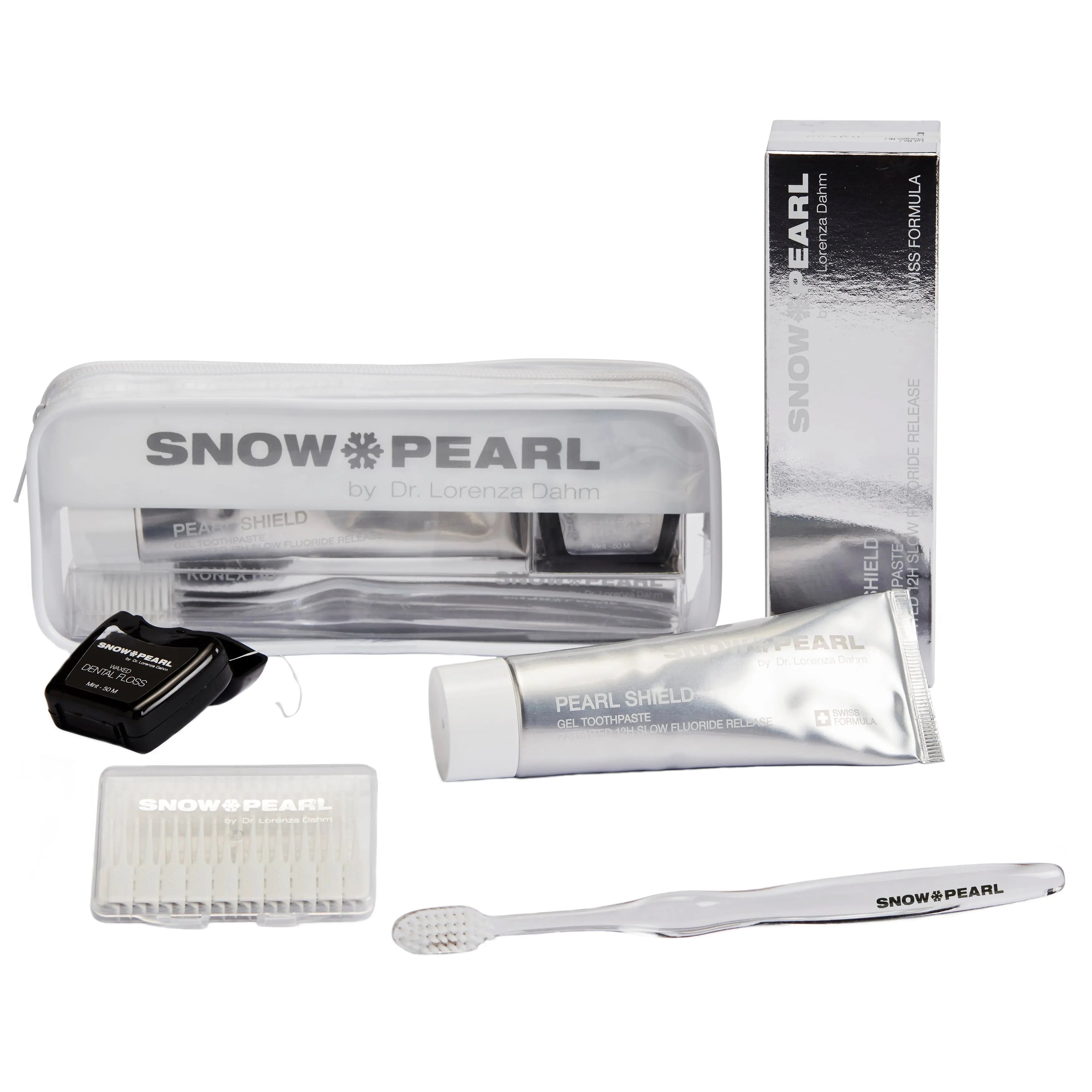 Travel Kit mit PEARL SHIELD Gel Zahnpasta 75ml - Weiss - Snow Pearl GmbH